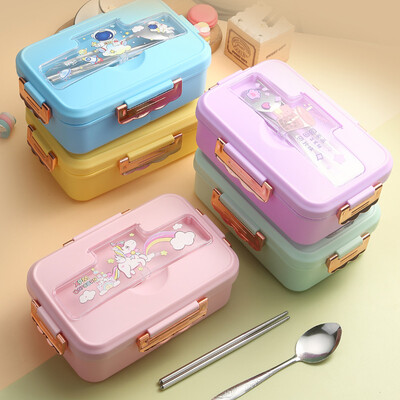 Cute Lunch Box for Kids Girls Boys With Compartments Bento Lunchbox School Child Leakproof Children`s Food Snack Boxes New 2024