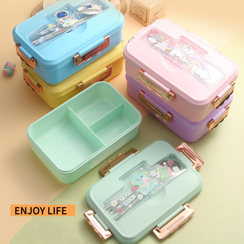 Cutie de prânz drăguță pentru copii, fete, băieți, cu compartimente, cutie de prânz Bento pentru școlari, cutii pentru gustări cu alimente etanșe pentru copii, nou 2024