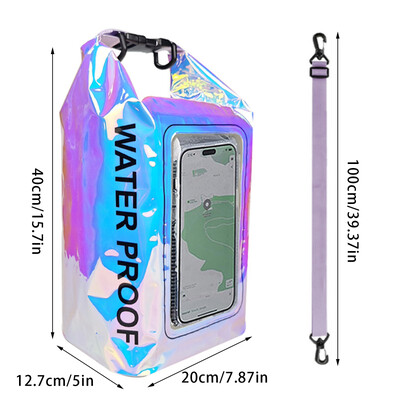 Geantă uscată de 2/5L, saci colorați din PVC, impermeabile, pentru drumeții în derivă, rafting, surfing, caiac, genți pentru sport în aer liber, echipament de înot