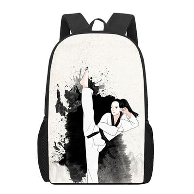 Genți de școală Kungfu Taekwondo Geantă de cărți imprimată 3D Femei Bărbați Rucsac de călătorie ocazional Rucsac pentru laptop pentru adolescent Genți de școală pentru copii Cadou