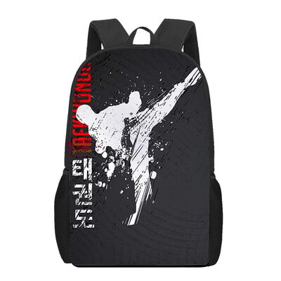 Genți de școală Kungfu Taekwondo Geantă de cărți imprimată 3D Femei Bărbați Rucsac de călătorie ocazional Rucsac pentru laptop pentru adolescent Genți de școală pentru copii Cadou