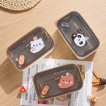 Παιδικό κουτί Bento Student Cute Cartoon Bear Panda Lunch Box 304 Δοχείο αποθήκευσης τροφίμων από ανοξείδωτο ατσάλι για σχολείο πικνίκ