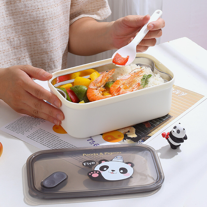 Lastele õpilase Bento Box armas multikas karu panda lõunakarp 304 roostevabast terasest toidu hoiukonteiner piknikukooli jaoks