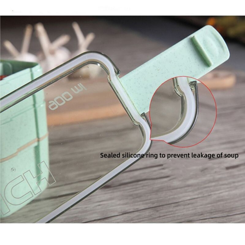 Köök 750 ml Mikrolaineahi lõunakarp Nisuõlgedest sööginõud Toidu säilituskonteiner Lapsed Lapsed Koolikontor kaasaskantav Bento Box