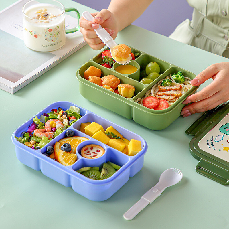 Unicorn Bento lõunakast lastele väikelapse lekkekindel Bento kast 4 kambriga kastmekonteineriga mikrolaineahju lõunakast kooli jaoks