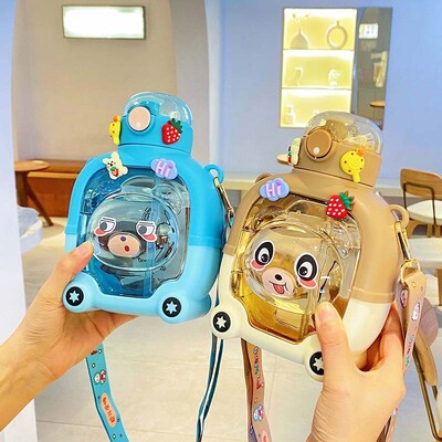 Cute Bear Plastic Cup Summer Sport Drink Kettle Cartoon Travel Straw Mug Portable Kawaii Kids Tumbler 1L Water Bottle For Girls