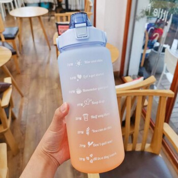 Бутилка за вода 2 литра Stay Hydrated Motivated Непропусклива пластмасова спортна бутилка Reminder Times Спорт на открито Фитнес на закрито на открито