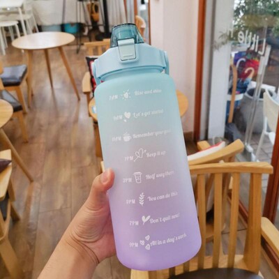 Sticlă de apă 2 litri Stați hidratat motivat etanșă sticla sport din plastic Reminder Times Sport în aer liber Fitness Interior în aer liber