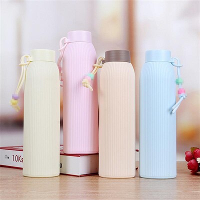 320ML Portable Water Cup Cute Simple Water Glass Drink Cup Double Bead Glass Milk Coffee Juice Cup For Birthday/holiday Gifts