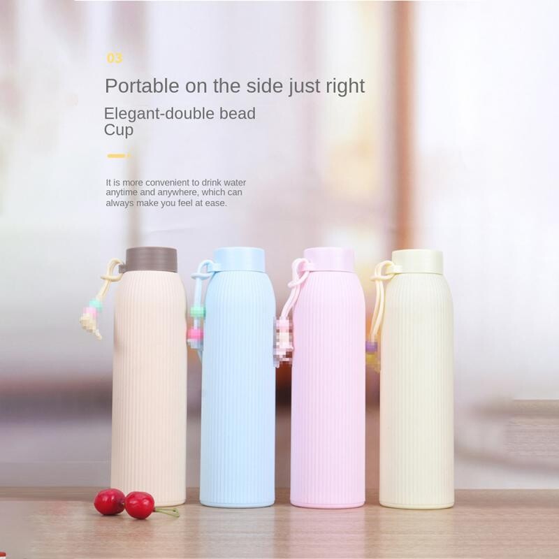 320 ml-es hordozható vizes csésze Aranyos egyszerű vizes pohár italos csésze duplagyöngyös üveg tejes kávés lé csésze születésnapi/ünnepi ajándékokhoz