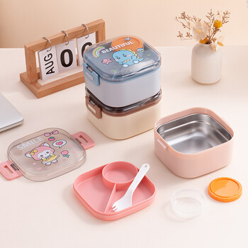 820ml Cartoon Stainless Steel 304 Lunch Box With Spoon Portable Kids Bento Box Μαθητικό Σχολικό Δοχείο