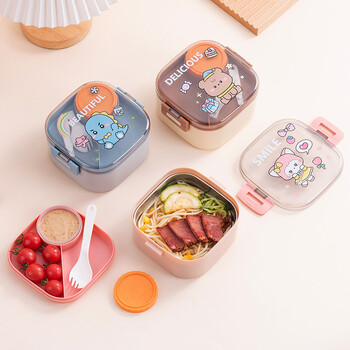 820ml Cartoon Stainless Steel 304 Lunch Box With Spoon Portable Kids Bento Box Μαθητικό Σχολικό Δοχείο