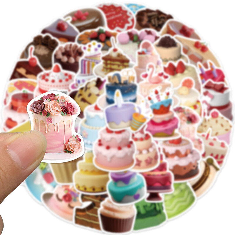 Анимационни стикери за торта за рожден ден за лексикони за куфари, ретро занаятчийски материали, канцеларски материали, 3D, 50 бр.