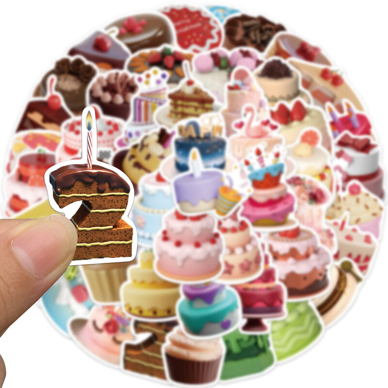 Анимационни стикери за торта за рожден ден за лексикони за куфари, ретро занаятчийски материали, канцеларски материали, 3D, 50 бр.