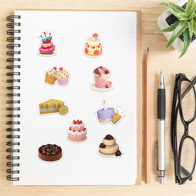 Анимационни стикери за торта за рожден ден за лексикони за куфари, ретро занаятчийски материали, канцеларски материали, 3D, 50 бр.