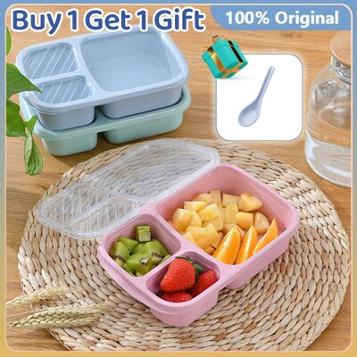 Microwave Lunch Box Wheat Straw Dinnerware Food Storage Container Children Kids School Office Portable Bento Box Lunch Bag