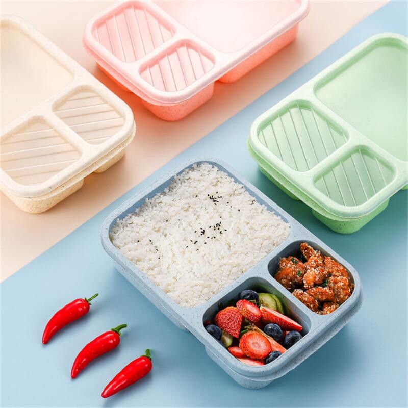 Cutie de prânz pentru cuptor cu microunde, paie de grâu, vesela, container de depozitare a alimentelor, pentru copii, copii, birou, școală, cutie portabilă bento, sac de prânz