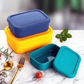Cutie Bento portabilă din silicon pentru prânz pentru copii, dreptunghi, recipient reutilizabil pentru depozitarea alimentelor, pentru picnic, accesorii de bucătărie