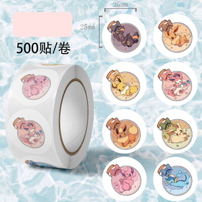 500 buc/rola Autocolante Pokemoni de desene animate Kawaii Anime Eevee Diy Pvc Decalcomanii pentru laptop Decorare Stiker Copii Recompensa Jucărie Cadou pentru fete