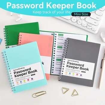 MINI Spiral Password Keeper Book Notepad Сигурни и организирани тетрадки Бележник Дневник Подложки за писане Офис Училищни пособия