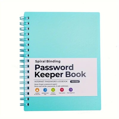 MINI Spiral Password Keeper Book Notepad Сигурни и организирани тетрадки Бележник Дневник Подложки за писане Офис Училищни пособия