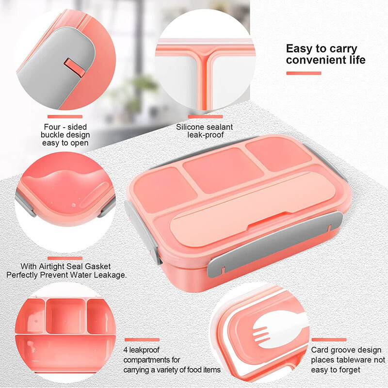 Bento lõunakarbi lõunasöögikonteinerid täiskasvanutele, lastele, väikelastele 1300 ml, 4 kambriga Bento LunchBox mikrolaineahjus, nõudepesumasinas, sügavkülmikuga ohutu