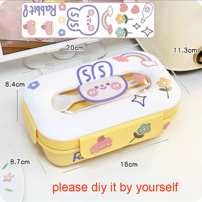 Kawaii Bunny Bento lõunakarp lastele koolile armas kaasaskantav Bento Box piknik lekkekindel laste toidukarbi säilituskonteiner kingitus