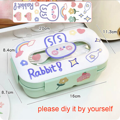 Kawaii Bunny Bento lõunakarp lastele koolile armas kaasaskantav Bento Box piknik lekkekindel laste toidukarbi säilituskonteiner kingitus