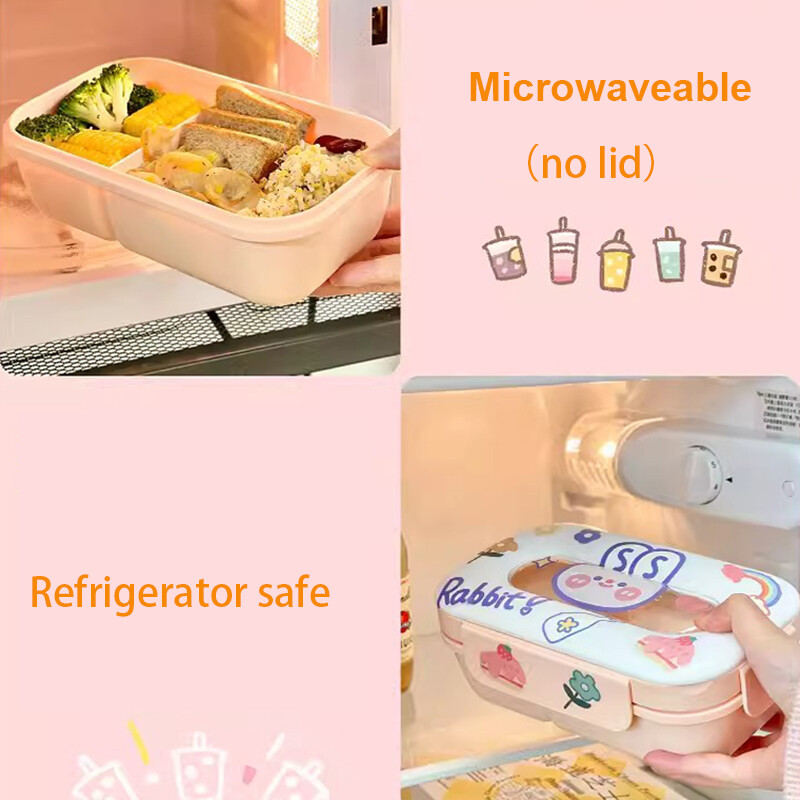 Kawaii Bunny Bento lõunakarp lastele koolile armas kaasaskantav Bento Box piknik lekkekindel laste toidukarbi säilituskonteiner kingitus