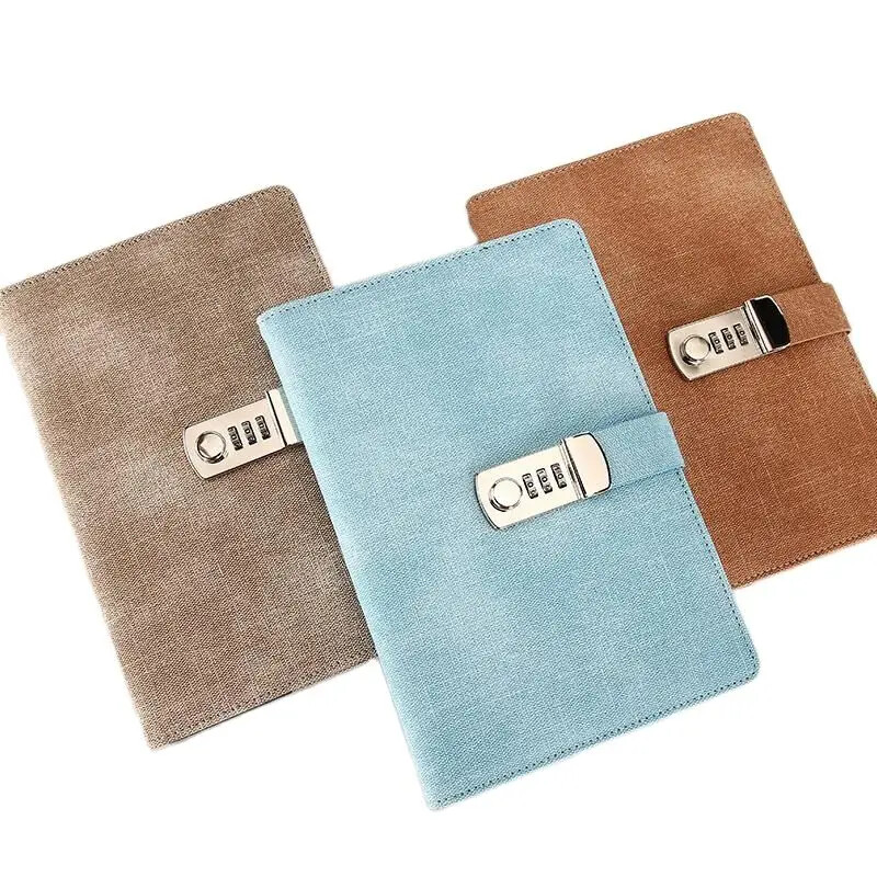 Uus A5 retro parooliraamat koos Lock Diary Book Õpilase märkmiku märkmiku alamparooliga Lukusta märkmik