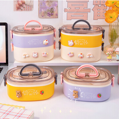 Kawaii Lunch Box Lányoknak Női Aranyos Műanyag Piknik Bento Box Mikrohullámos Hordozható Élelmiszertartó Felnőtteknek Munka Gyerek Iskola