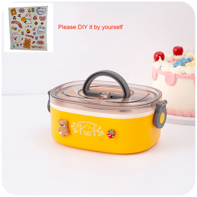 Kawaii lõunakarp tüdrukutele, naistele, armas plastikust piknik Bento Box mikrolaineahjuga kaasaskantav toidukonteiner täiskasvanutele töö lastekool