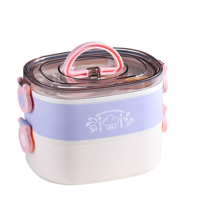 Kawaii lõunakarp tüdrukutele, naistele, armas plastikust piknik Bento Box mikrolaineahjuga kaasaskantav toidukonteiner täiskasvanutele töö lastekool