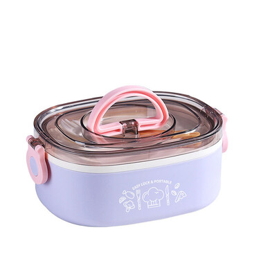 Kawaii lõunakarp tüdrukutele, naistele, armas plastikust piknik Bento Box mikrolaineahjuga kaasaskantav toidukonteiner täiskasvanutele töö lastekool