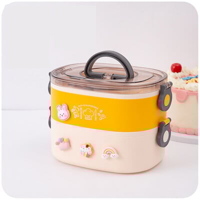 Kawaii lõunakarp tüdrukutele, naistele, armas plastikust piknik Bento Box mikrolaineahjuga kaasaskantav toidukonteiner täiskasvanutele töö lastekool