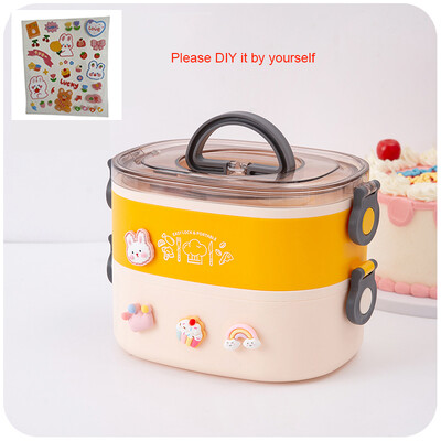 Kawaii lõunakarp tüdrukutele, naistele, armas plastikust piknik Bento Box mikrolaineahjuga kaasaskantav toidukonteiner täiskasvanutele töö lastekool