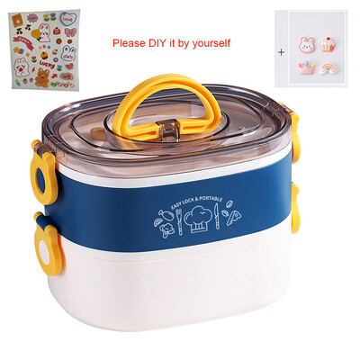 Kawaii lõunakarp tüdrukutele, naistele, armas plastikust piknik Bento Box mikrolaineahjuga kaasaskantav toidukonteiner täiskasvanutele töö lastekool