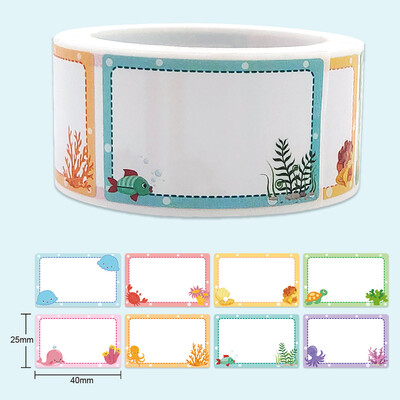 200 tk/rull Tühi kleebis Nimekleebised Raamatusildid Üksused Märgitud Multifilmi Silt Koolilapse Kirjatarbed Armas armas siltide kleebis