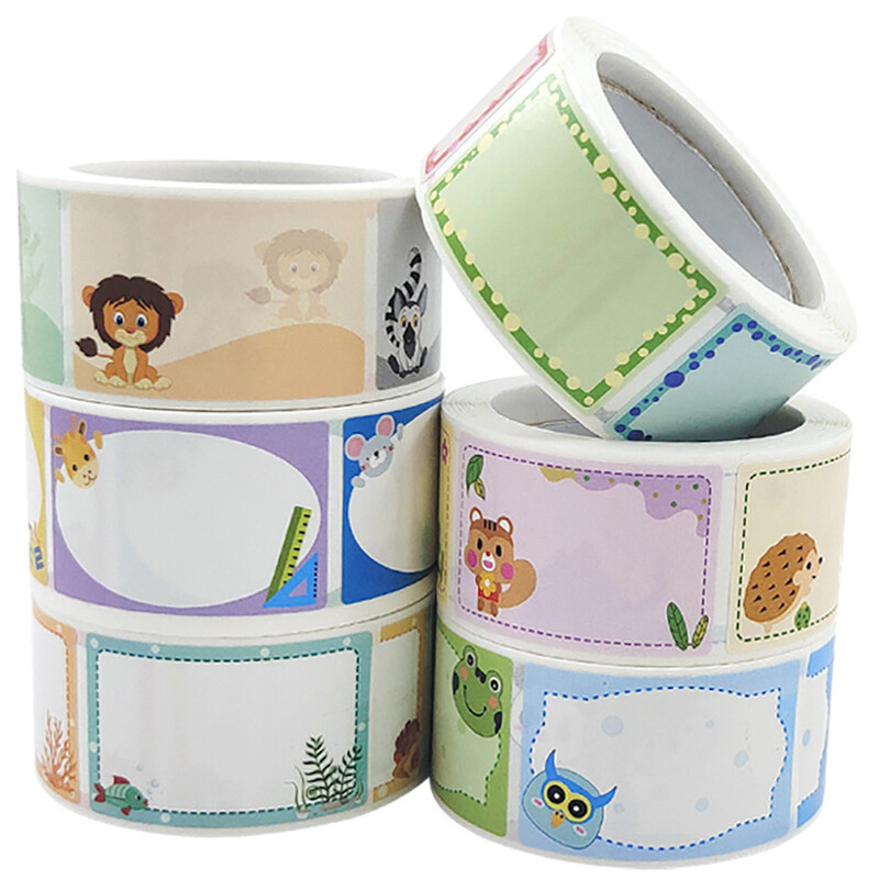 200 tk/rull Tühi kleebis Nimekleebised Raamatusildid Üksused Märgitud Multifilmi Silt Koolilapse Kirjatarbed Armas armas siltide kleebis