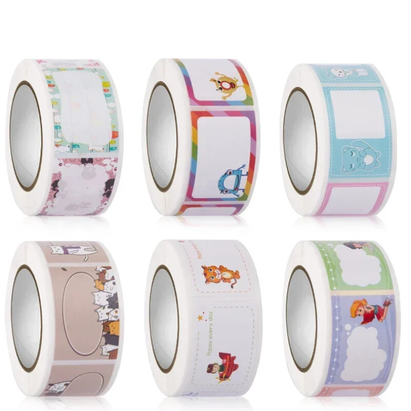 350 tk/rull DIY käsitsi kirjutatud isekleepuvad nimekleebised armas multikas lasteaiaõpilaste raamat tühi ümbrik Pitseri etikettide kleebis