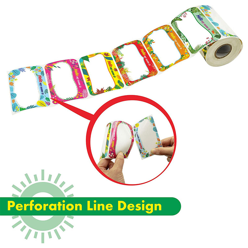 Uued 150 tk/rulli nimekleebised 6 kujundusega värvilised taimemustrilised pitseerimissildid õpilastele lastele nimesildid kontoritarbed