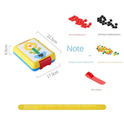 Uus isetegemise lõunakarbi värvi ehitusplokid, mis ühendavad värvilisi lapsi, kaasaskantav suletud lõunakarp lekkekindel armas bentokarp