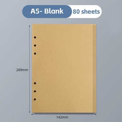 80 Φύλλα A6/A5 Χαλαρά φύλλα Σημειωματάριο Ανταλλακτικό Χαρτί Σπιράλ Βιντερ Μπεζ/Χαρτί Kraft Εσωτερική σελίδα Κενή/Γεμισμένη με επένδυση Ανταλλακτικό Γεμιστικό χαρτί