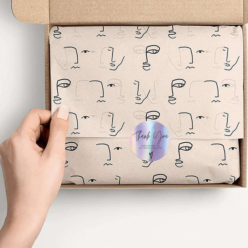 100-500 БР. Нови благодарствени стикери за бизнес Опаковка Стикери Подвижен стикер Ролка Merci Малки домашни етикети TZ007-A