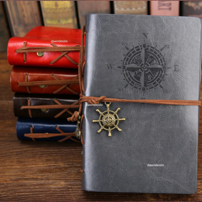 Retro spiraalmärkmiku päevik Märkmik Vintage Piraat-ankrud PU-nahast märkmeraamat Vahetatavad kirjatarvete kingitused reisijatele