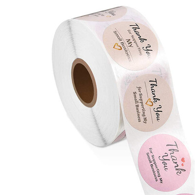 100-500 buc Autocolante de mulțumire cu flori pentru comanda dvs. cu etichete de inimă rotunde albastre pentru genți de tip boutique de afaceri mici, nuntă