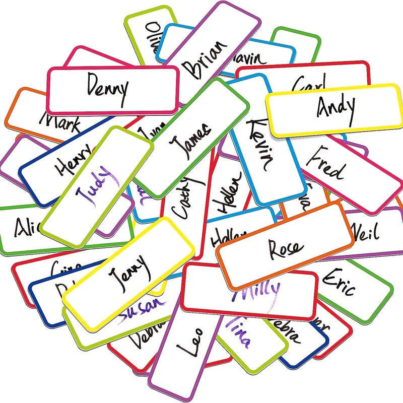 MOHAMM-Ετικέτα ονόματος Magnetic Dry Erase, Επαναχρησιμοποιήσιμο αυτοκόλλητο πιάτου, Ντουλάπι για λευκούς πίνακες, Ψυγείο, Σχολείο, Γραφείο, Σπίτι, 54 τμχ