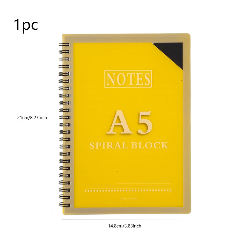 Caiet cu spirală de 68 de coli cu copertă din plastic Dimensiuni A4/A5 Pagini liniate Albastru Verde Galben Roșu Caiet cu spirală