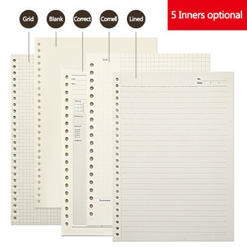 A5 B5 20 Holes Loose-Leaf Notebook Refill 60 Sheet Spiral Binder Paper Index Inside Page Dot Grid Blank Connell Stationery