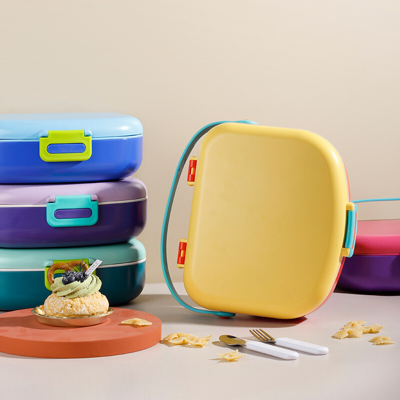 Cutie de prânz portabilă TUUTH pentru copii, cutie bento etanșă pentru cuptor cu microunde, cu grile multiple, costum pentru recipient pentru salată, sandwich-uri